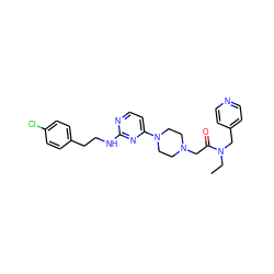 CCN(Cc1ccncc1)C(=O)CN1CCN(c2ccnc(NCCc3ccc(Cl)cc3)n2)CC1 ZINC000071329956