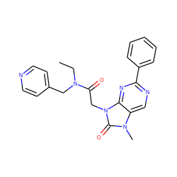 CCN(Cc1ccncc1)C(=O)Cn1c(=O)n(C)c2cnc(-c3ccccc3)nc21 ZINC000095558996