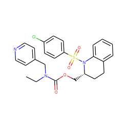 CCN(Cc1ccncc1)C(=O)OC[C@H]1CCc2ccccc2N1S(=O)(=O)c1ccc(Cl)cc1 ZINC000001492027