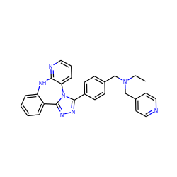 CCN(Cc1ccncc1)Cc1ccc(-c2nnc3n2-c2cccnc2Nc2ccccc2-3)cc1 ZINC000096174000