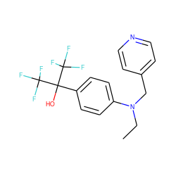 CCN(Cc1ccncc1)c1ccc(C(O)(C(F)(F)F)C(F)(F)F)cc1 ZINC000038149641