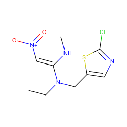 CCN(Cc1cnc(Cl)s1)/C(=C/[N+](=O)[O-])NC ZINC000103293784