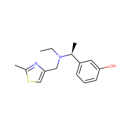 CCN(Cc1csc(C)n1)[C@@H](C)c1cccc(O)c1 ZINC000079020188