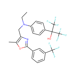 CCN(Cc1nc(-c2cccc(C(F)(F)F)c2)oc1C)c1ccc(C(O)(C(F)(F)F)C(F)(F)F)cc1 ZINC000038149637