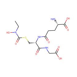 CCN(O)C(=O)SC[C@H](NC(=O)CC[C@H](N)C(=O)O)C(=O)NCC(=O)O ZINC000013814501