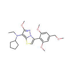 CCN(c1c(OC)nn2c(-c3c(OC)cc(COC)cc3OC)csc12)C1CCCC1 ZINC000096172600