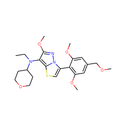 CCN(c1c(OC)nn2c(-c3c(OC)cc(COC)cc3OC)csc12)C1CCOCC1 ZINC000095579233