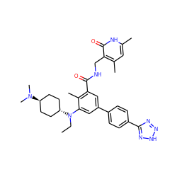 CCN(c1cc(-c2ccc(-c3nn[nH]n3)cc2)cc(C(=O)NCc2c(C)cc(C)[nH]c2=O)c1C)[C@H]1CC[C@H](N(C)C)CC1 ZINC000473243792