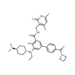 CCN(c1cc(-c2ccc(C(=O)N3CCC3)cc2)cc(C(=O)NCc2c(C)cc(C)[nH]c2=O)c1C)[C@H]1CC[C@H](N(C)C)CC1 ZINC000473183264