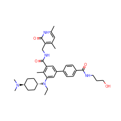 CCN(c1cc(-c2ccc(C(=O)NCCCO)cc2)cc(C(=O)NCc2c(C)cc(C)[nH]c2=O)c1C)[C@H]1CC[C@H](N(C)C)CC1 ZINC000473183082