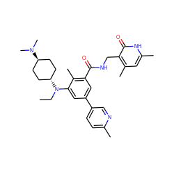 CCN(c1cc(-c2ccc(C)nc2)cc(C(=O)NCc2c(C)cc(C)[nH]c2=O)c1C)[C@H]1CC[C@H](N(C)C)CC1 ZINC000473244436