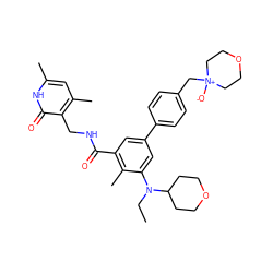 CCN(c1cc(-c2ccc(C[N+]3([O-])CCOCC3)cc2)cc(C(=O)NCc2c(C)cc(C)[nH]c2=O)c1C)C1CCOCC1 ZINC000205824316