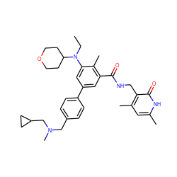 CCN(c1cc(-c2ccc(CN(C)CC3CC3)cc2)cc(C(=O)NCc2c(C)cc(C)[nH]c2=O)c1C)C1CCOCC1 ZINC000205715965