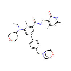 CCN(c1cc(-c2ccc(CN3C[C@H]4C[C@@H]3CO4)cc2)cc(C(=O)NCc2c(C)cc(C)[nH]c2=O)c1C)C1CCOCC1 ZINC000143325066