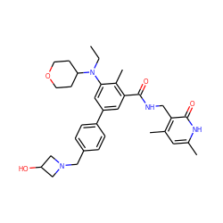 CCN(c1cc(-c2ccc(CN3CC(O)C3)cc2)cc(C(=O)NCc2c(C)cc(C)[nH]c2=O)c1C)C1CCOCC1 ZINC000205712642