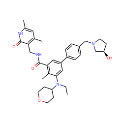 CCN(c1cc(-c2ccc(CN3CC[C@@H](O)C3)cc2)cc(C(=O)NCc2c(C)cc(C)[nH]c2=O)c1C)C1CCOCC1 ZINC000205796127