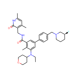 CCN(c1cc(-c2ccc(CN3CCC[C@H](F)C3)cc2)cc(C(=O)NCc2c(C)cc(C)[nH]c2=O)c1C)C1CCOCC1 ZINC000205713452