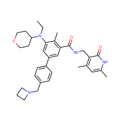 CCN(c1cc(-c2ccc(CN3CCC3)cc2)cc(C(=O)NCc2c(C)cc(C)[nH]c2=O)c1C)C1CCOCC1 ZINC000205706776