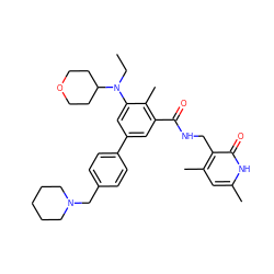 CCN(c1cc(-c2ccc(CN3CCCCC3)cc2)cc(C(=O)NCc2c(C)cc(C)[nH]c2=O)c1C)C1CCOCC1 ZINC000205710253