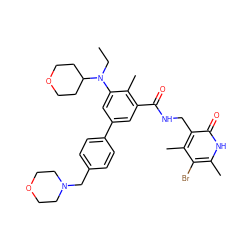 CCN(c1cc(-c2ccc(CN3CCOCC3)cc2)cc(C(=O)NCc2c(C)c(Br)c(C)[nH]c2=O)c1C)C1CCOCC1 ZINC000205714317