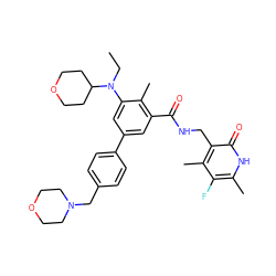 CCN(c1cc(-c2ccc(CN3CCOCC3)cc2)cc(C(=O)NCc2c(C)c(F)c(C)[nH]c2=O)c1C)C1CCOCC1 ZINC000205718098