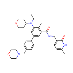 CCN(c1cc(-c2ccc(CN3CCOCC3)cc2)cc(C(=O)NCc2c(C)cc(C)[nH]c2=O)c1C)C1CCOCC1 ZINC000100285161