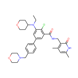 CCN(c1cc(-c2ccc(CN3CCOCC3)cc2)cc(C(=O)NCc2c(C)cc(C)[nH]c2=O)c1Cl)C1CCOCC1 ZINC000205712742