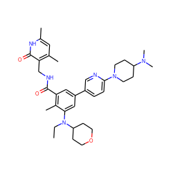 CCN(c1cc(-c2ccc(N3CCC(N(C)C)CC3)nc2)cc(C(=O)NCc2c(C)cc(C)[nH]c2=O)c1C)C1CCOCC1 ZINC000205709449