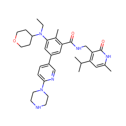 CCN(c1cc(-c2ccc(N3CCNCC3)nc2)cc(C(=O)NCc2c(C(C)C)cc(C)[nH]c2=O)c1C)C1CCOCC1 ZINC000205708494