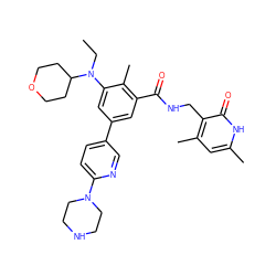 CCN(c1cc(-c2ccc(N3CCNCC3)nc2)cc(C(=O)NCc2c(C)cc(C)[nH]c2=O)c1C)C1CCOCC1 ZINC000205718070