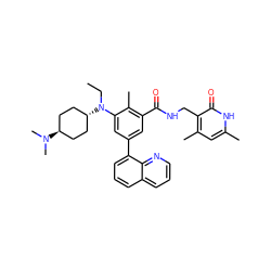 CCN(c1cc(-c2cccc3cccnc23)cc(C(=O)NCc2c(C)cc(C)[nH]c2=O)c1C)[C@H]1CC[C@H](N(C)C)CC1 ZINC000473243758