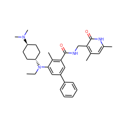 CCN(c1cc(-c2ccccc2)cc(C(=O)NCc2c(C)cc(C)[nH]c2=O)c1C)[C@H]1CC[C@H](N(C)C)CC1 ZINC000473245312