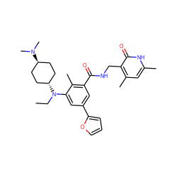 CCN(c1cc(-c2ccco2)cc(C(=O)NCc2c(C)cc(C)[nH]c2=O)c1C)[C@H]1CC[C@H](N(C)C)CC1 ZINC000473244459