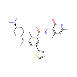 CCN(c1cc(-c2cccs2)cc(C(=O)NCc2c(C)cc(C)[nH]c2=O)c1C)[C@H]1CC[C@H](N(C)C)CC1 ZINC000473244514