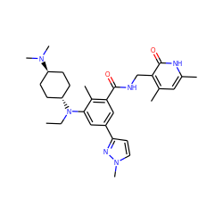 CCN(c1cc(-c2ccn(C)n2)cc(C(=O)NCc2c(C)cc(C)[nH]c2=O)c1C)[C@H]1CC[C@H](N(C)C)CC1 ZINC000473245004