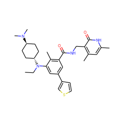 CCN(c1cc(-c2ccsc2)cc(C(=O)NCc2c(C)cc(C)[nH]c2=O)c1C)[C@H]1CC[C@H](N(C)C)CC1 ZINC000473245073