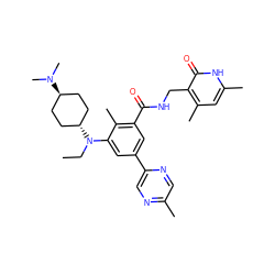 CCN(c1cc(-c2cnc(C)cn2)cc(C(=O)NCc2c(C)cc(C)[nH]c2=O)c1C)[C@H]1CC[C@H](N(C)C)CC1 ZINC000473243881