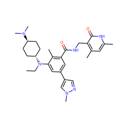 CCN(c1cc(-c2cnn(C)c2)cc(C(=O)NCc2c(C)cc(C)[nH]c2=O)c1C)[C@H]1CC[C@H](N(C)C)CC1 ZINC000473245134