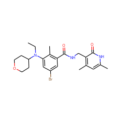 CCN(c1cc(Br)cc(C(=O)NCc2c(C)cc(C)[nH]c2=O)c1C)C1CCOCC1 ZINC000098186013