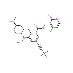 CCN(c1cc(C#CC(C)(C)C)cc(C(=O)NCc2c(C)cc(C)[nH]c2=O)c1C)[C@H]1CC[C@H](N(C)C)CC1 ZINC001772602086