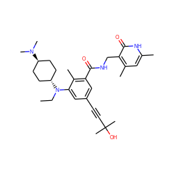 CCN(c1cc(C#CC(C)(C)O)cc(C(=O)NCc2c(C)cc(C)[nH]c2=O)c1C)[C@H]1CC[C@H](N(C)C)CC1 ZINC001772573292