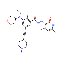 CCN(c1cc(C#CC2CCN(C)CC2)cc(C(=O)NCc2c(C)cc(C)[nH]c2=O)c1C)C1CCOCC1 ZINC000207506352