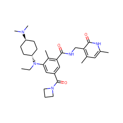 CCN(c1cc(C(=O)N2CCC2)cc(C(=O)NCc2c(C)cc(C)[nH]c2=O)c1C)[C@H]1CC[C@H](N(C)C)CC1 ZINC001772636195