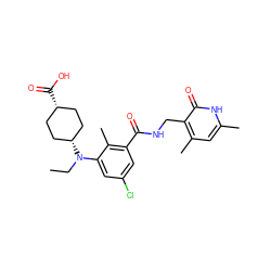 CCN(c1cc(Cl)cc(C(=O)NCc2c(C)cc(C)[nH]c2=O)c1C)[C@H]1CC[C@@H](C(=O)O)CC1 ZINC001772648476