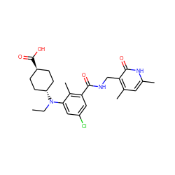 CCN(c1cc(Cl)cc(C(=O)NCc2c(C)cc(C)[nH]c2=O)c1C)[C@H]1CC[C@H](C(=O)O)CC1 ZINC001772592814