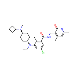 CCN(c1cc(Cl)cc(C(=O)NCc2c(C)cc(C)[nH]c2=O)c1C)[C@H]1CC[C@H](N(C)C2CCC2)CC1 ZINC001772654629