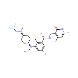 CCN(c1cc(Cl)cc(C(=O)NCc2c(C)cc(C)[nH]c2=O)c1C)[C@H]1CC[C@H](N(C)CC(F)F)CC1 ZINC001772632637