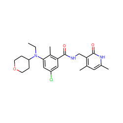 CCN(c1cc(Cl)cc(C(=O)NCc2c(C)cc(C)[nH]c2=O)c1C)C1CCOCC1 ZINC000203554598