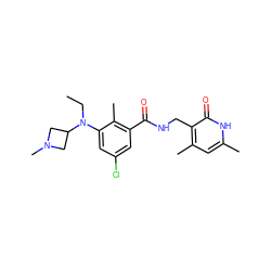 CCN(c1cc(Cl)cc(C(=O)NCc2c(C)cc(C)[nH]c2=O)c1C)C1CN(C)C1 ZINC000205484076