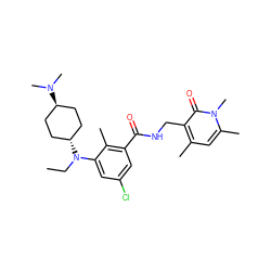 CCN(c1cc(Cl)cc(C(=O)NCc2c(C)cc(C)n(C)c2=O)c1C)[C@H]1CC[C@H](N(C)C)CC1 ZINC001772646632